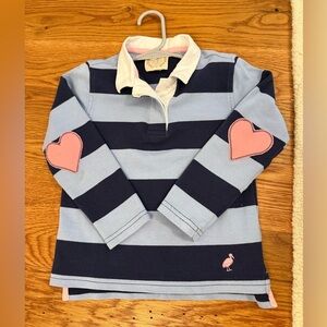 The Beaufort Bonnet Company TBBC Girls Rugby Shirt With Hearts on Elbows Size 5